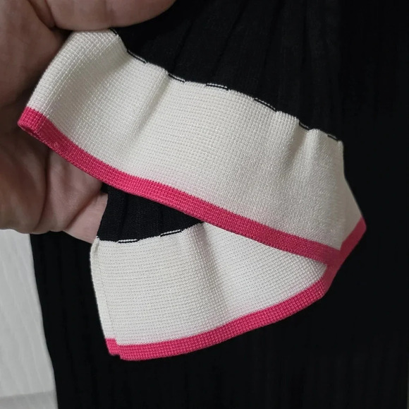 Prabal Gurung Pleated Sweater Sheath Dress, Back Cut-Out, Midi, Colorblock, EUC! - Picture 6 of 13